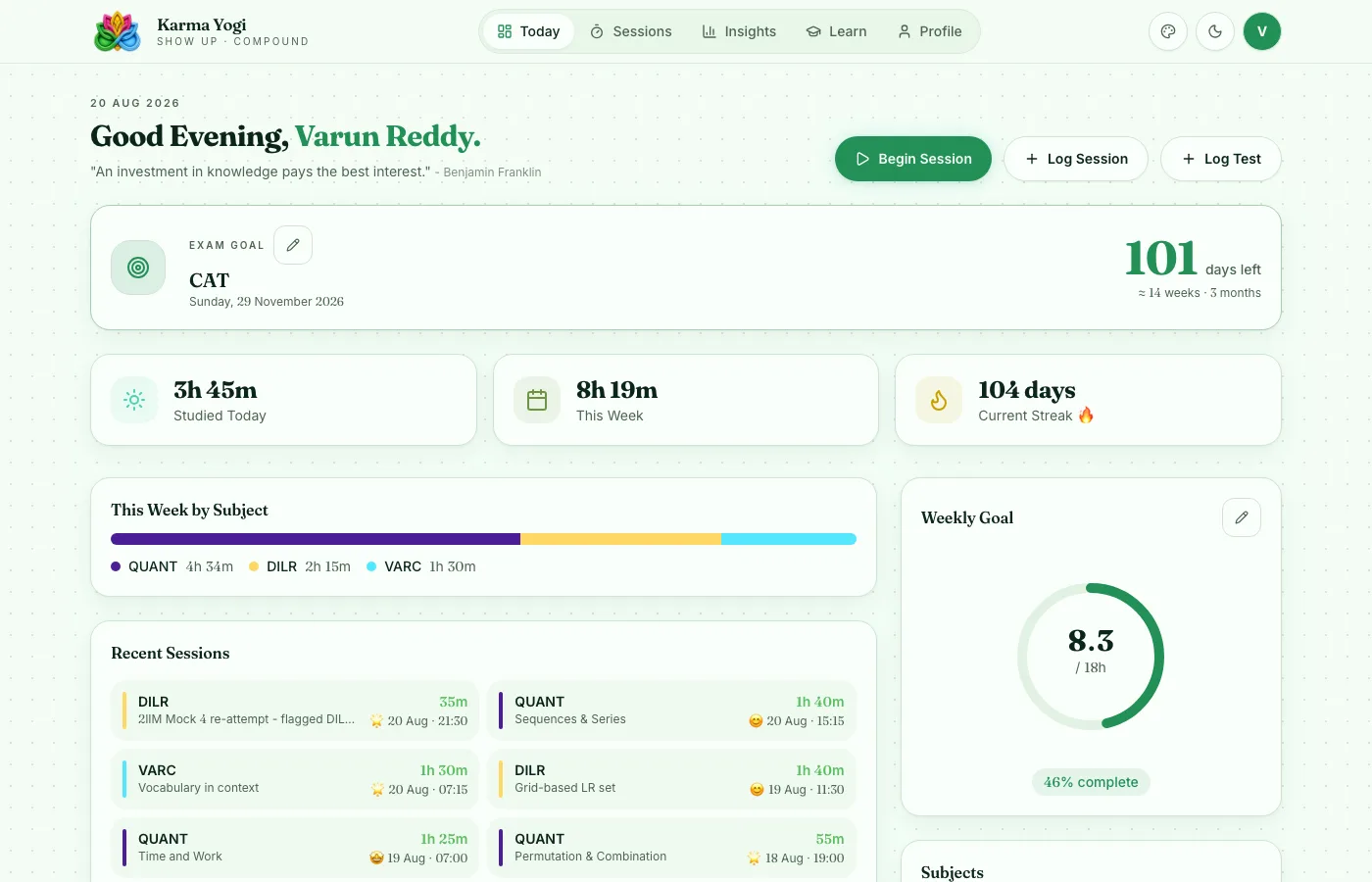 Dashboard in Forest theme